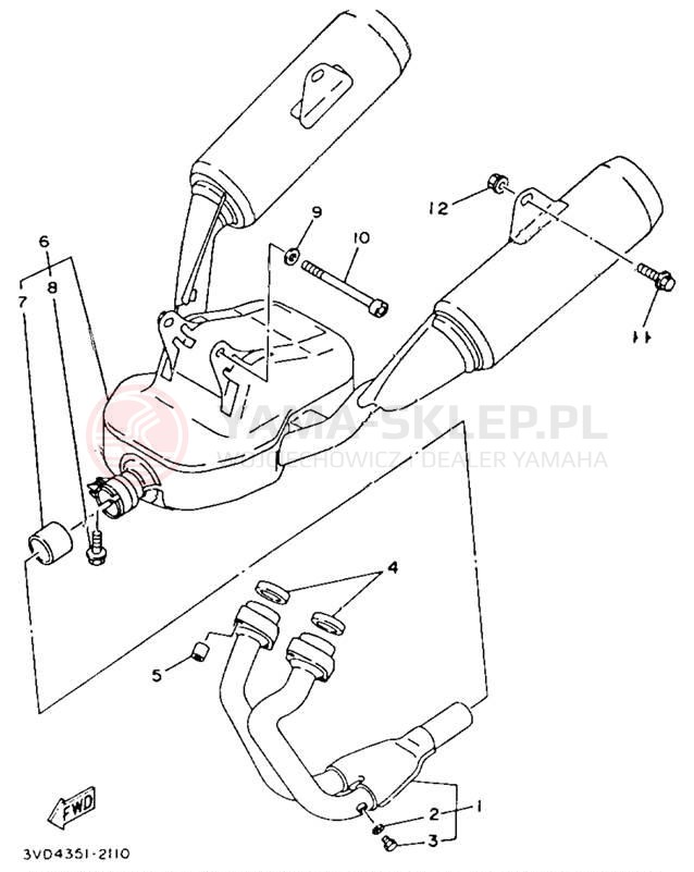 Schemat "Wydech końcowy" do Yamaha TDM850 TDM850E/TDM850EC