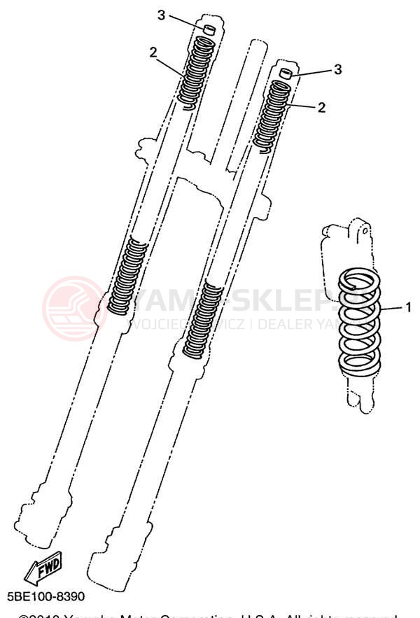 Schemat "Zawieszenie przód" do Yamaha YZ400FL
