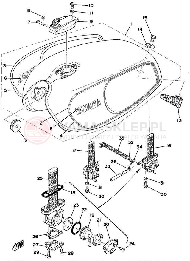 Schemat "zbiornik paliwa" do Yamaha XS750E