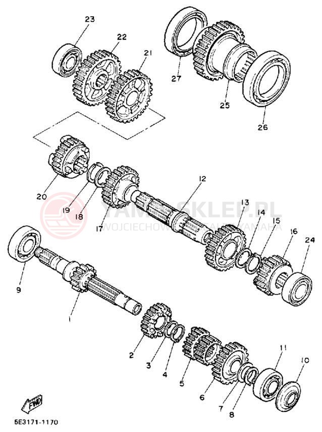 Schemat "Skrzynia biegów " do Yamaha VIRAGO 750 XV750AC/XV750A