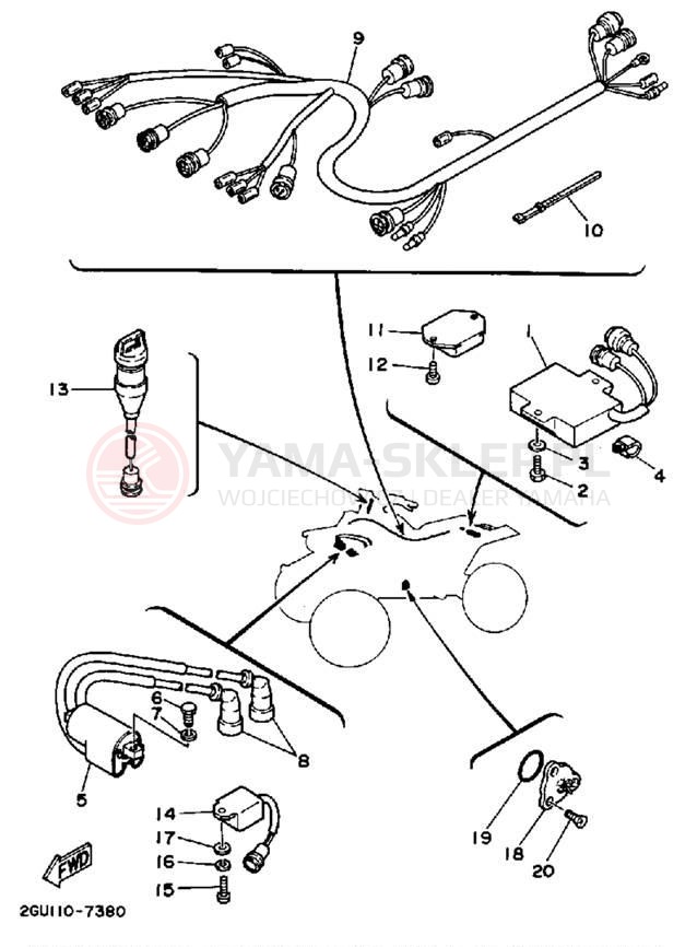 Schemat "układ elektryczny" do Yamaha YFZ350T