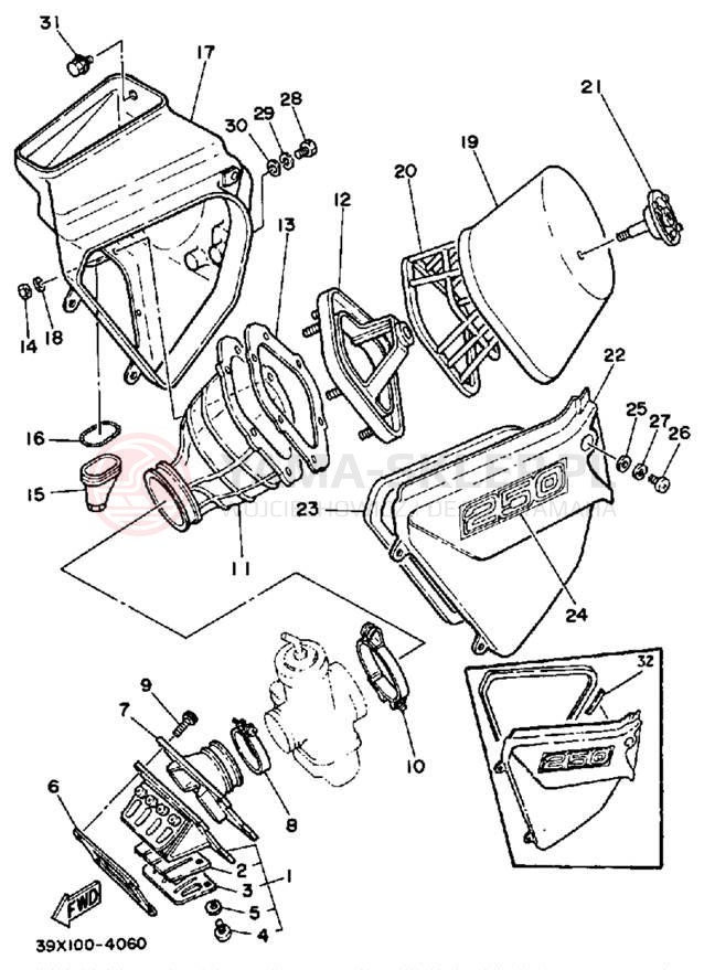 Schemat "Filtr powietrza" do Yamaha YZ250L