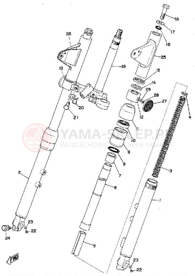 Schemat "Amortyzatory przód" do Yamaha RD200A
