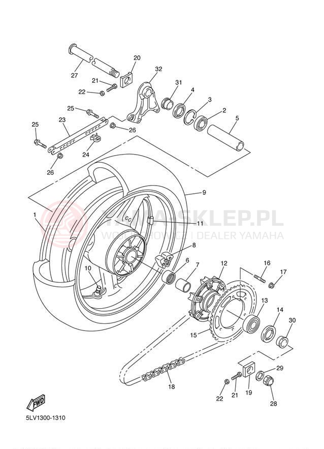 Schemat "Koło tył" do Yamaha FZ-1 FZS1S/FZS1SC