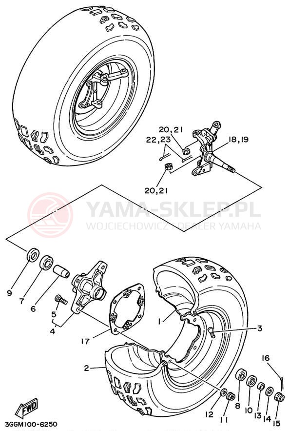 Schemat "Koło przód" do Yamaha BANSHEE YFZ350L