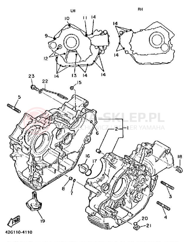 Schemat "Obudowa silnika" do Yamaha VIRAGO 1000 XV1000LC/XV1000L