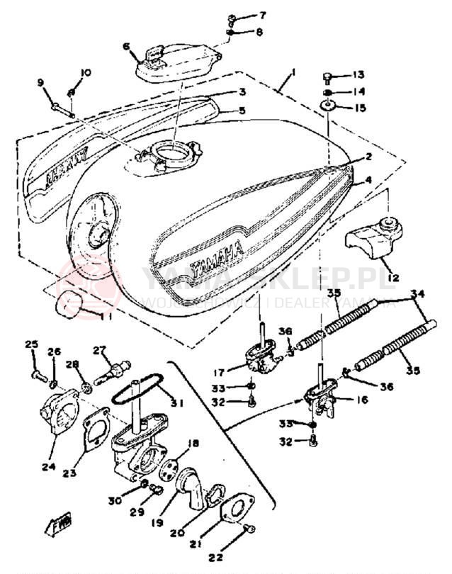 Schemat "zbiornik paliwa" do Yamaha XS650B