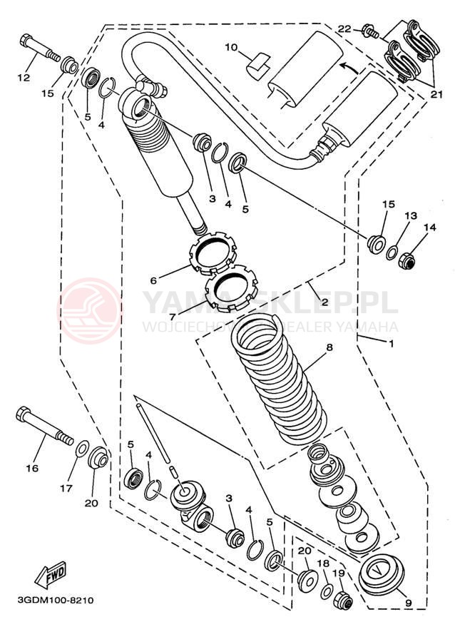Schemat "zawieszenie tył" do Yamaha WARRIOR YFM350XKC/YFM350XK