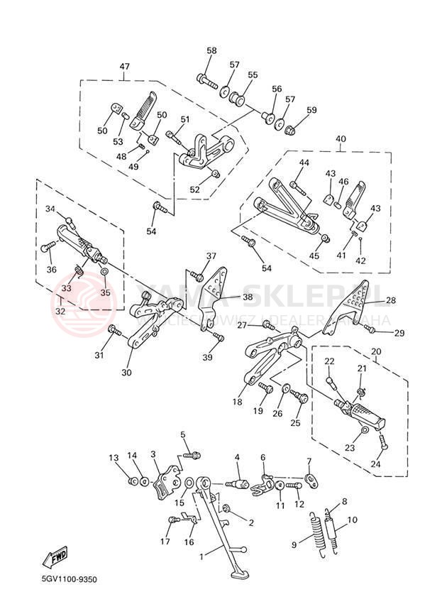 Schemat "Stopka postojowa i podnóżki" do Yamaha R6 YZFR6LC/YZFR6L
