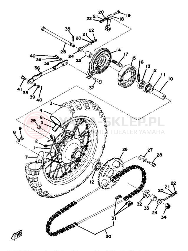 Schemat "Koło tył" do Yamaha YZ80E