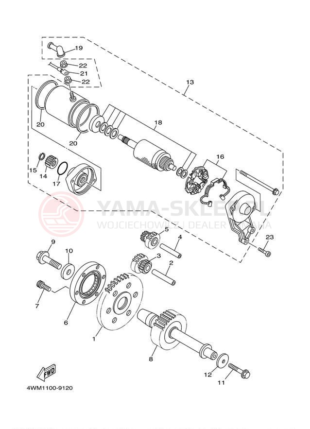 Schemat "rozrusznik" do Yamaha ROAD STAR XV1600AMC/XV1600AM