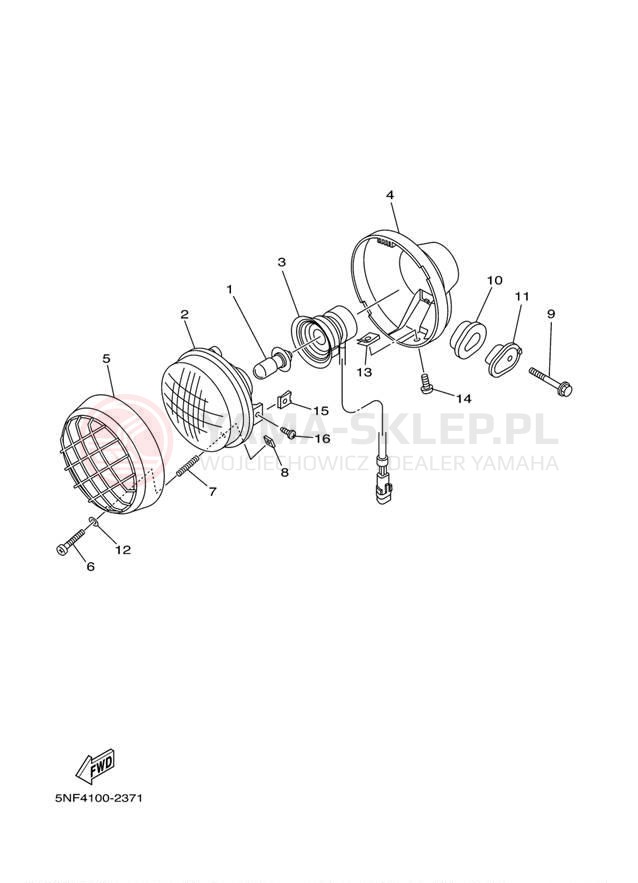 Schemat "Lampa przód" do Yamaha WARRIOR YFM350XR/YFM350XRC