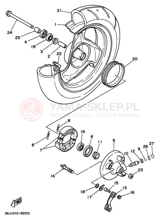 Schemat "Koło przód" do Yamaha JOG CY50H