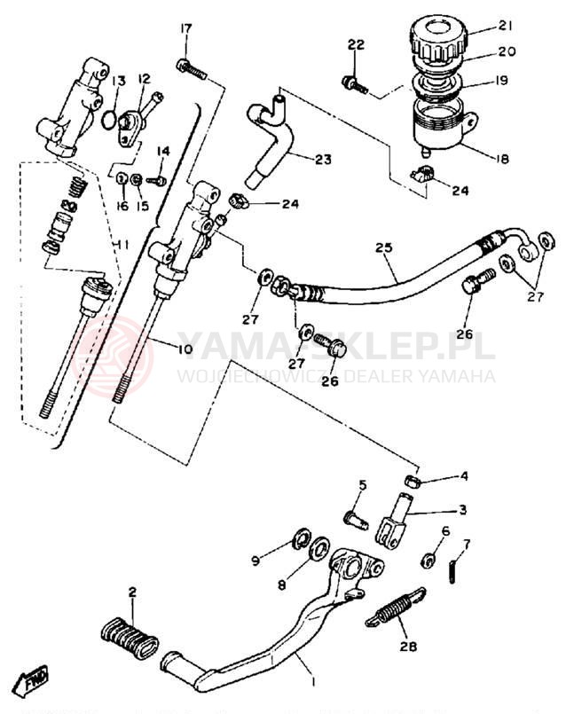 Schemat "Pompa hamulcowa tył" do Yamaha SRX600S/SRX600SC