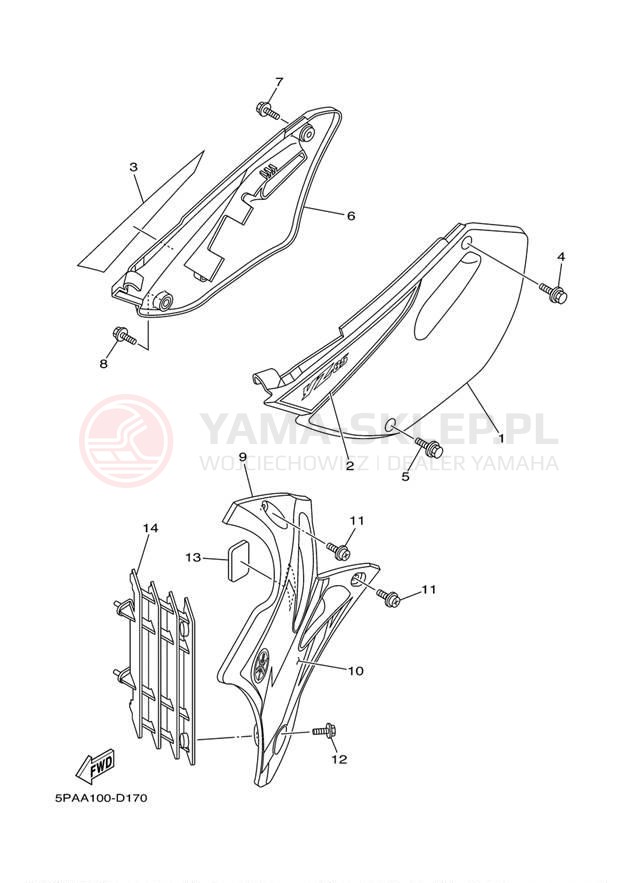 Schemat "Pokrywa boczna" do Yamaha YZ85 YZ85T