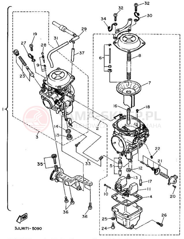 Schemat "Gaźnik" do Yamaha VIRAGO 750 XV750GC/XV750G