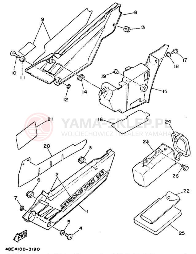 Schemat "Pokrywa boczna" do Yamaha SEROW XT225E/XT225EC