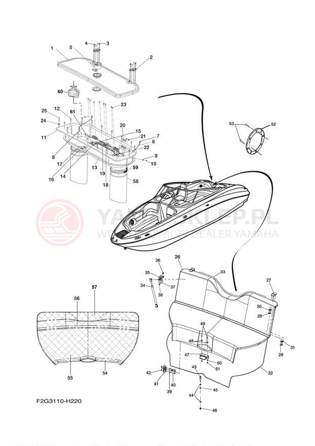 Schemat "DECK HATCH" do Yamaha AR210 FRT1100AH