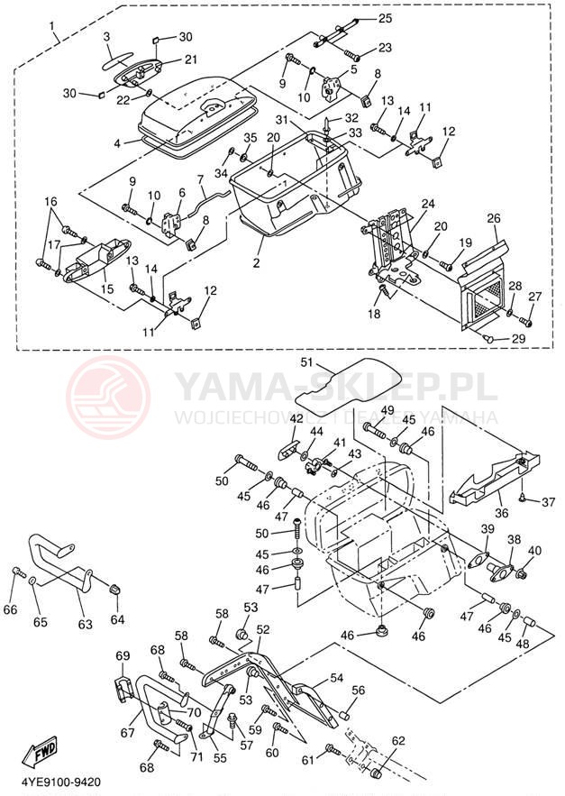 Schemat "Kufry boczne" do Yamaha XVZ13LTN/XVZ13LTNC
