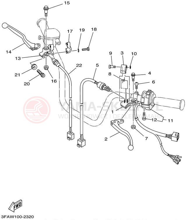Schemat "Kierownica i osprzęt" do Yamaha BREEZE YFA1P/YFA1PC