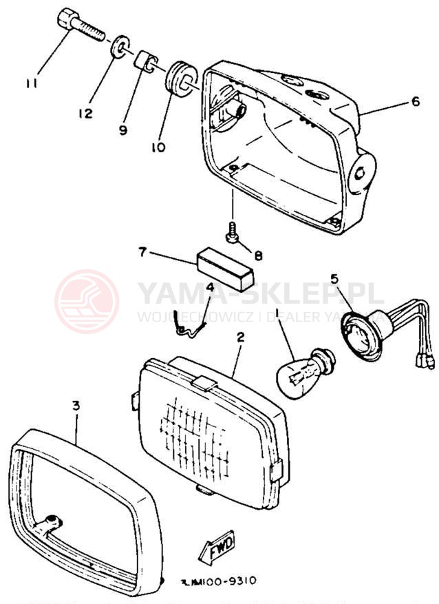 Schemat "Lampa przód" do Yamaha BLASTER YFS200D_MN