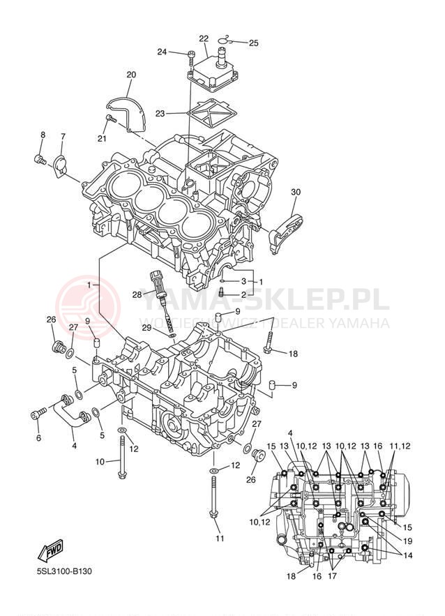 Schemat "Obudowa silnika" do Yamaha YZFR6 YZFR6R/YZFR6RC