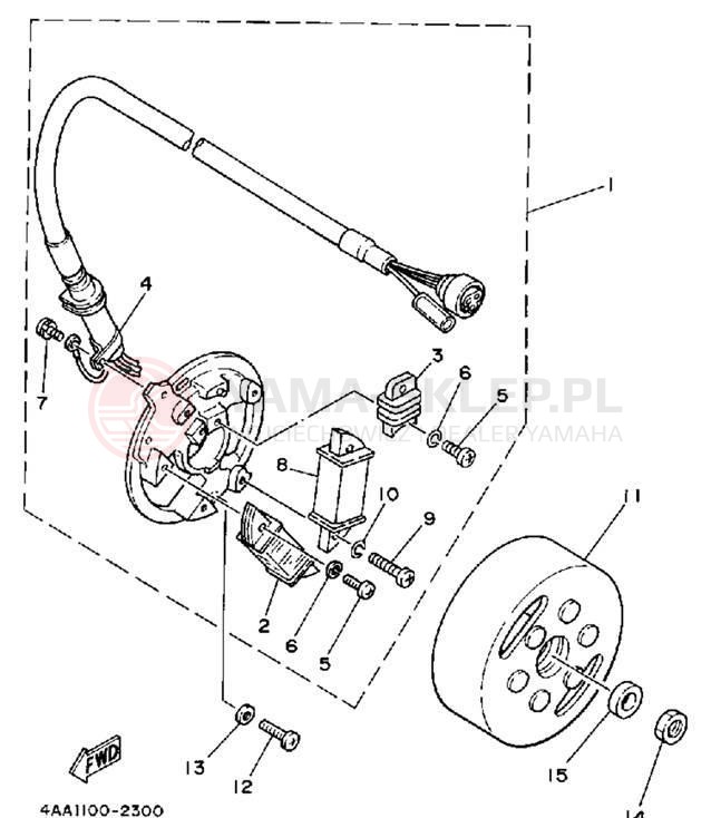 Schemat "prądnica" do Yamaha WR500ZE