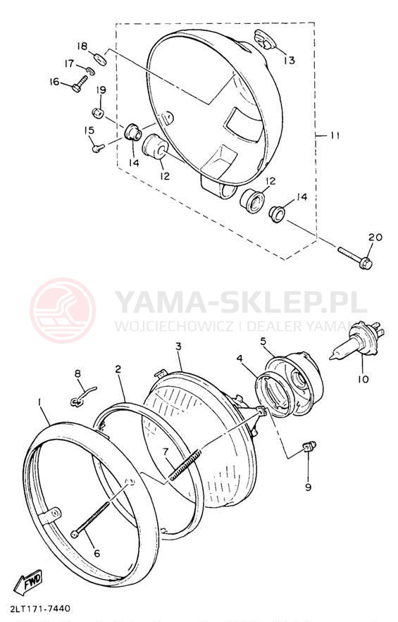 Schemat "Lampa przód" do Yamaha V-MAX 1200 VMX12H/VMX12HC