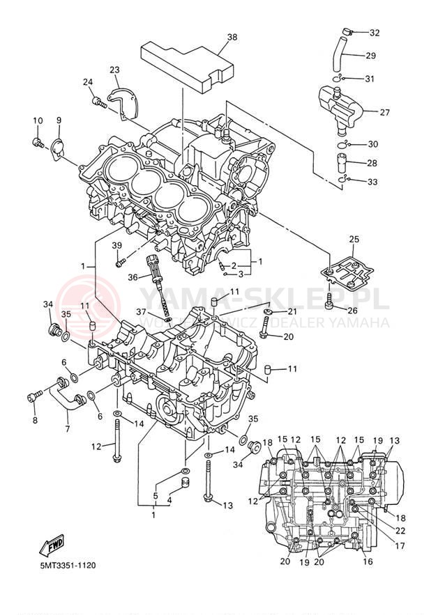 Schemat "Obudowa silnika" do Yamaha YZFR6 YZFR6P/YZFR6PC