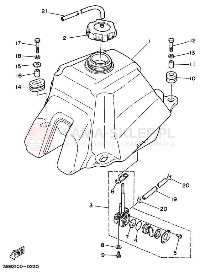 Schemat "zbiornik paliwa" do Yamaha BANSHEE YFZ350H