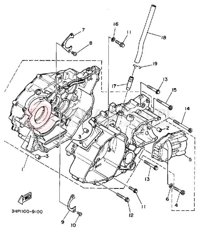 Schemat "Obudowa silnika" do Yamaha MOTO-4 YFM350ERD