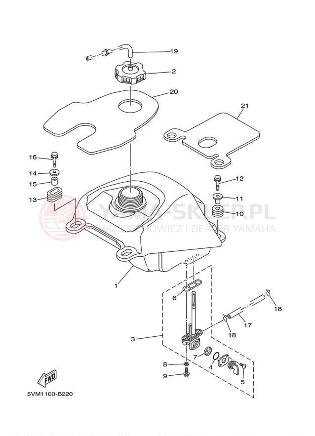 Schemat "zbiornik paliwa" do Yamaha BLASTER YFS200T