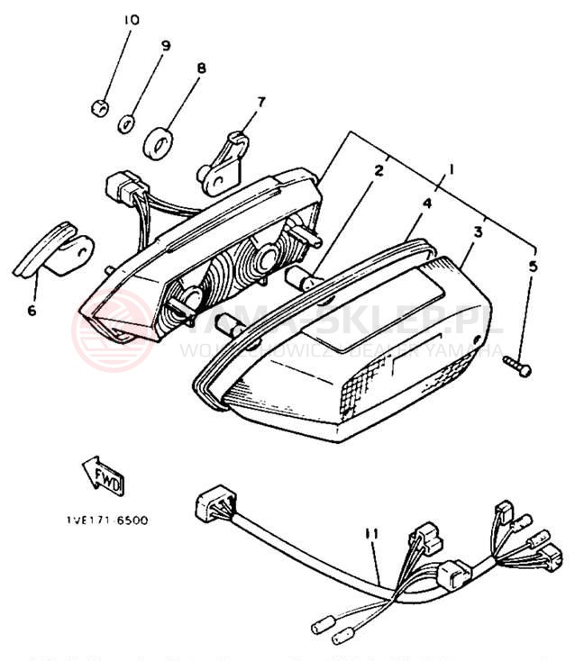 Schemat "Oświetlenie tył" do Yamaha XVZ13TC/XVZ13T