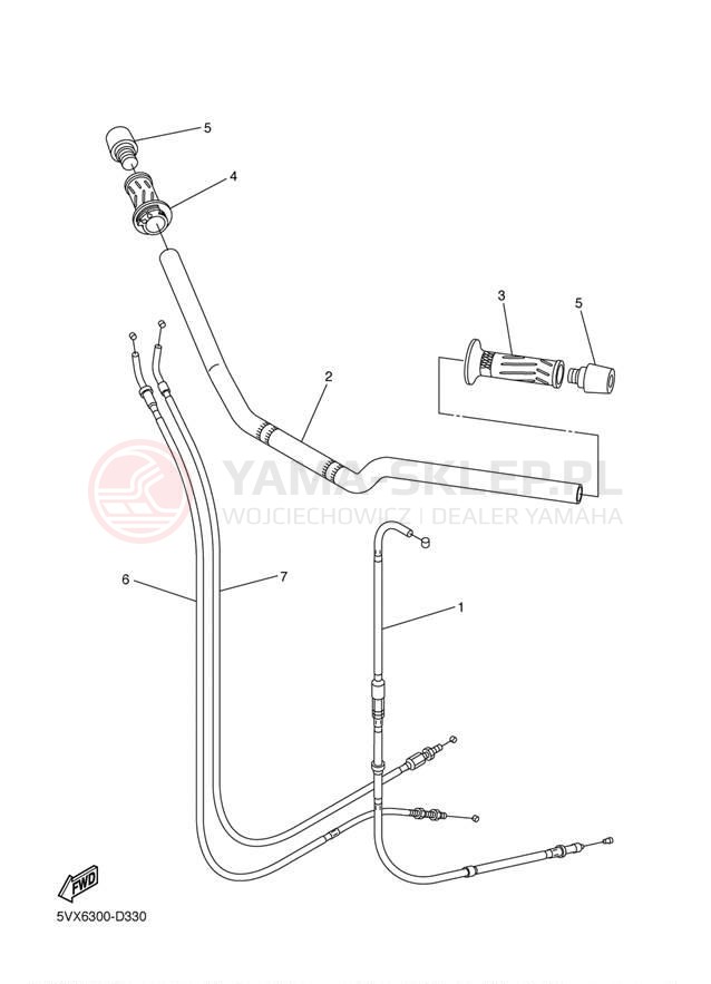 Schemat "Kierownica i osprzęt" do Yamaha FZ-6 FZS6V/FZS6VC