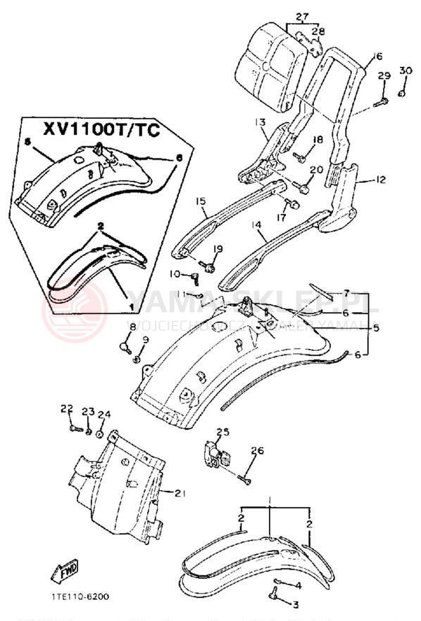 Schemat "błotnik" do Yamaha VIRAGO 1100 XV1100TC/XV1100T