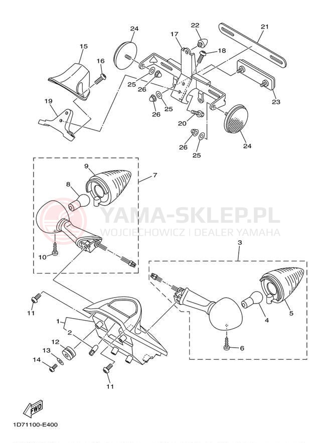 Schemat "lampa tył" do Yamaha ROADLINER S XV19SV/XV19SVC