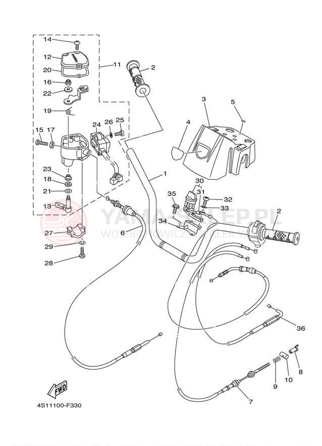 Schemat "Kierownica i osprzęt" do Yamaha BIG BEAR 4WD HUNTER YFM40FBHB