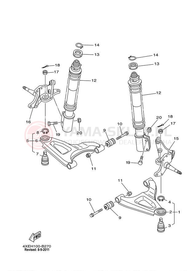 Schemat "Koło przód" do Yamaha BRUIN 250 YFM250BT