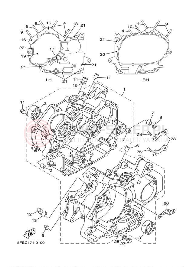 Schemat "Obudowa silnika" do Yamaha V-STAR CUSTOM XVS650RC/XVS650R