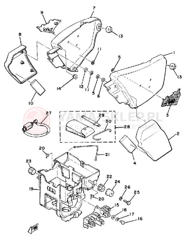 Schemat "Tylny błotnik" do Yamaha XS850SH