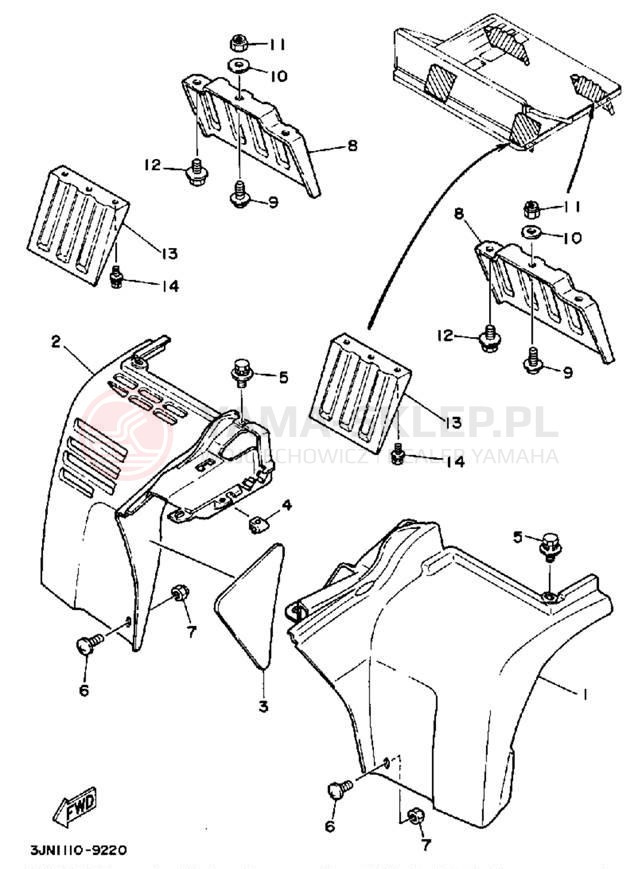 Schemat "Tylny błotnik" do Yamaha YFU1W