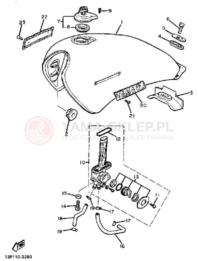 Schemat "zbiornik paliwa" do Yamaha XS400K