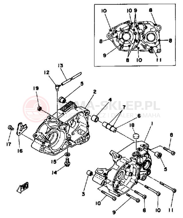 Schemat "Obudowa silnika" do Yamaha YT175J