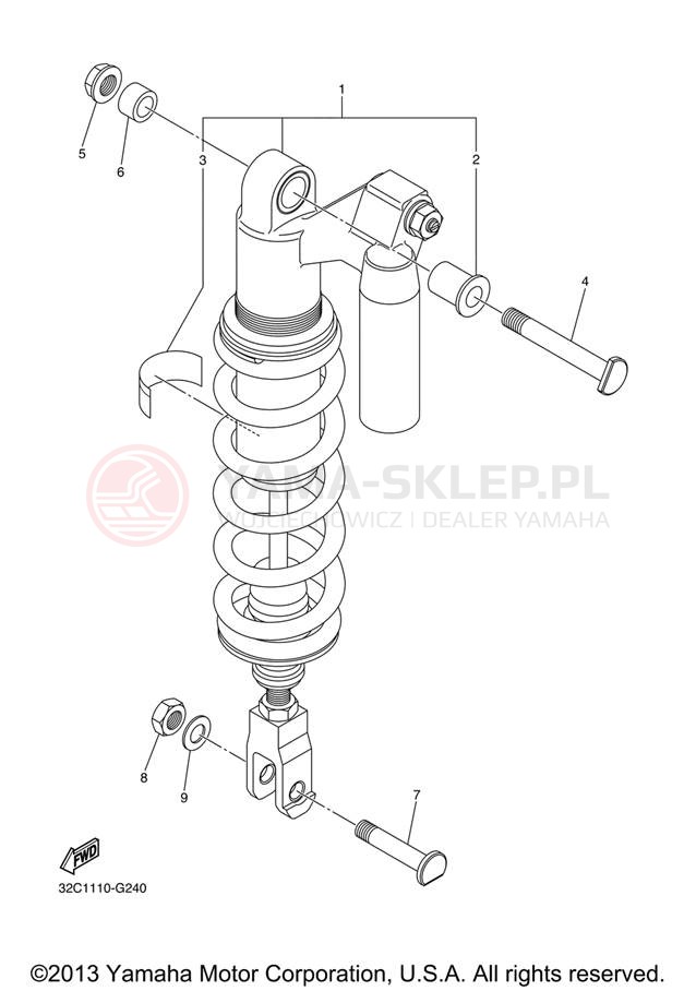 Schemat "zawieszenie tył" do Yamaha WR250R WR25RXCL/WR25RXL