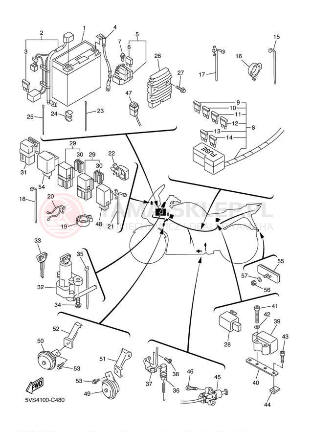 Schemat "układ elektryczny" do Yamaha FJR1300ABS FJR13AT/FJR13ATC