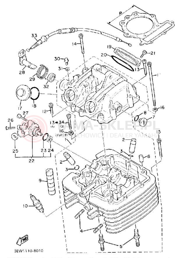 Schemat "głowica" do Yamaha XT600UC/XT600U