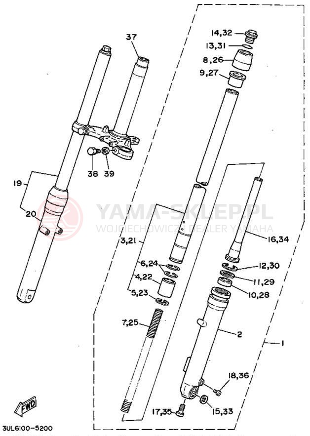 Schemat "Amortyzatory przód" do Yamaha RT100G