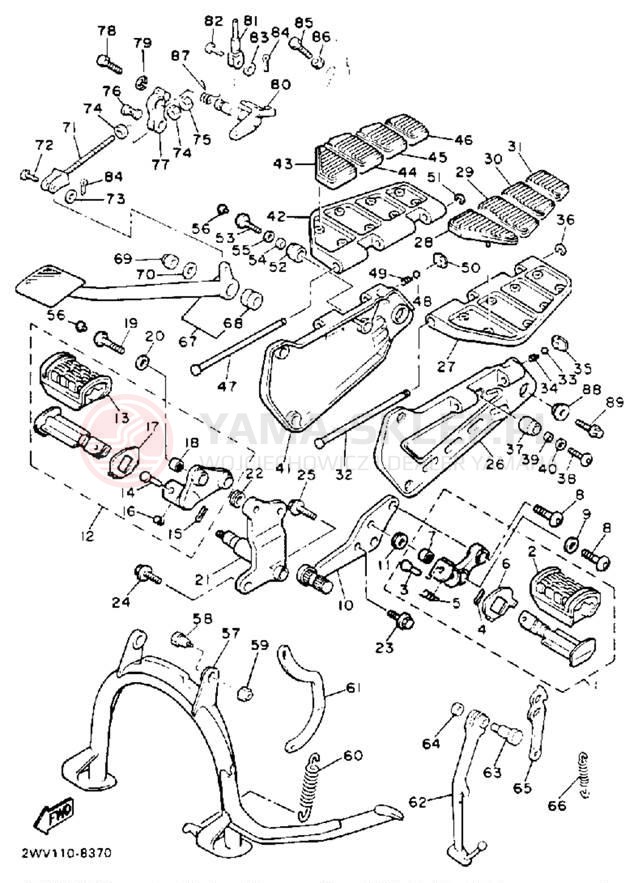 Schemat "Stopka postojowa i podnóżki" do Yamaha XVZ13DEC/XVZ13DE