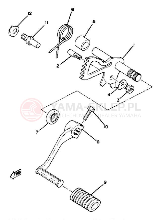 Schemat "Dźwignia zmiany biegów, wałek" do Yamaha XS1100F