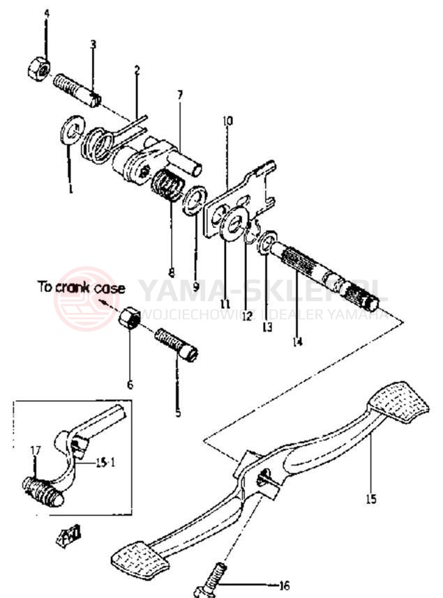 Schemat "Dźwignia zmiany biegów, wałek" do Yamaha YJ2S/YJ1K